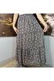 Elastic Waist Lined Three Layers Elegant Crepe Fabric Chiffon Skirt in Polka Dot Colors - 6