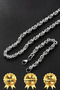 Silver Color Steel Necklace Bracelet Set Byzantine Chain Model - 3