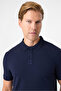 Navy blue regular fit polo neck t-shirt - 4