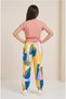 Girl's Printed Gipeli Blouse and Patterned Jogger Pants Set - 2