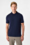 Navy blue regular fit polo neck t-shirt - 2