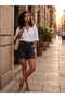 Denim Shorts with Ripped Detail Anthracite - 2