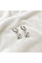 Letter-Stoned Steel Dangle Earrings for Women – Silver Color - 4
