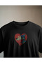 Love Wolf Oversize Unisex Black T-Shirt - 2