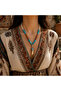 Bohemian Zareen Turquoise Stone Toothed Pendant Necklace