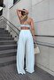 White Pleated Pocketed Extra Wide Leg Women's Modal Trousers - 5