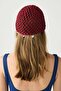 Sea Shell Detailed Mesh Summer Knitted Beanie Y8244 Claret Red - 2