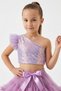 Lilac Sequined One-Shoulder Sleeve Tulle Detailed Girls' Crop Blouse - Bianca