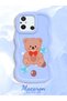 Redmi 12C Compatible Case Camera Protector Blue Silicone Couple Phone Case Bear Pattern - 2