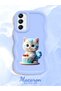 Samsung Galaxy A24 Compatible Case Camera Protector Blue Silicone Couple Phone Case Cat Pattern - 2