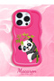 iPhone 15 Pro Compatible Case Camera Protector Red Silicone Couple Phone Case Panda Pattern - 2