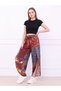 Women's Red Purple Ethnic Waist-Tie Envelope-Covered Woven Trousers - 2