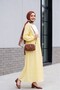 Removable Lace Vest, Elastic Sleeves, Lined Wrinkled Dress - Yellow - 5