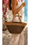 Women's Straw Striped Beach Bag