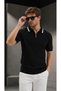 Men's polo collar zip-up t-shirt