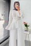 Vintage Lace Textured Imported Cotton Blouse - White - 8