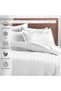 Cotton Striped Double Duvet Cover 200x200 cm White, 300 Thread Count Sateen Weave Quilt Cover - 2