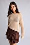 Normal Waist Wrinkled Textured Fabric Mini Brown Skirt I3761Ax26Sm - 3