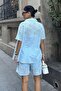 Women's Brode Lace Detailed Shirt Shorts Woven Bottom - Top Set - 7