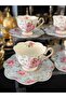 6-Piece Flowered First Class Porcelain Coffee Cup Set 90 ml - 7