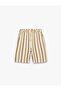 Drawstring Waist Cotton Lu Textured Striped Shorts