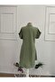 Women's Short Sleeve V-Neck Short Linen Dress - 5