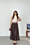 Women's Brown Patterned Long Skirt – with Belt and Pockets Mlb160 - 6