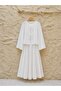 White Linen Flared Skirt and White Linen Tie-Up Blouse (2-Piece Set)
