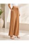 Strawberry Fabric Elastic Waist Wide Leg Women's Trousers – Comfortable Cut Casual Trousers Length 97cm - 2