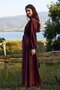 Waist-Tied, Ruffled Sleeve Linen Dress, Plum - 5