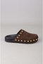 Seç 4194 Genuine Leather Women's Slippers with Trok Detail Dark Brown Suede - 2