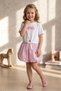 Girl's Front Tie T-Shirt and Balloon Skirt Set-Pink