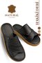 Genuine Leather Men's Slippers - Genuine Leather Men's Slippers with Soft Thick Sole 3D Black - 2