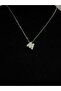 Silver Letter m Necklace with Zircon Stone