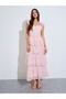 Pink Floral Print Layered Maxi Dress - 2