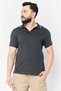 Men Regular Fit Brand Logo Short Sleeves Polo Shirt, Charcoal Heather