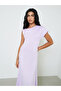 Purple Asymmetric Neck A-Line Maxi Dress - 2
