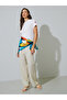 White Regular Fit T-Shirt with Floral Sleeve Detail - 2