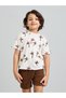 Boys All-Over Palm Print Regular Fit T-Shirt and Textured Knit Shorts Set - 3
