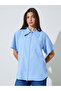 Blue Zip-Up Oversized Shirt - 3