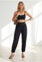 Women's Black Thick Waistband Modal Viscose Shalwar Trousers Pnt-19000417 - 2