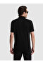 Black Slim Fit Polo Collar T-Shirt 50328376-Vr046 - 5