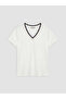Lcw Everyday White V-Neck Soft Touch Women's T-Shirt