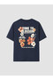 Xside Navy Blue Printed 100% Cotton Women's T-Shirt - 6