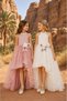 Short Front, Long Back Detachable Skirt, Half High Collar, Tulle Dress with Brooch Flower Detail, 8-12 Years Old, Special Occasion, Birthday - 3