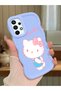 Samsung Galaxy A73 Compatible Case Camera Protector Blue Silicone Couple Phone Case Kitty Pattern
