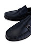 Men's Genuine Leather Navy Blue Loafers - 3