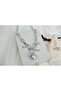 Kol410 Lock Detail Thick Chain Top Charm Necklace