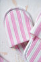 Striped Children's Pajama Set with Slippers 3 Piece Ribbed Home Wear Set - 8