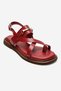 Fabiana Red Genuine Leather Buckle Women's Flip-Flop Sandals - 3